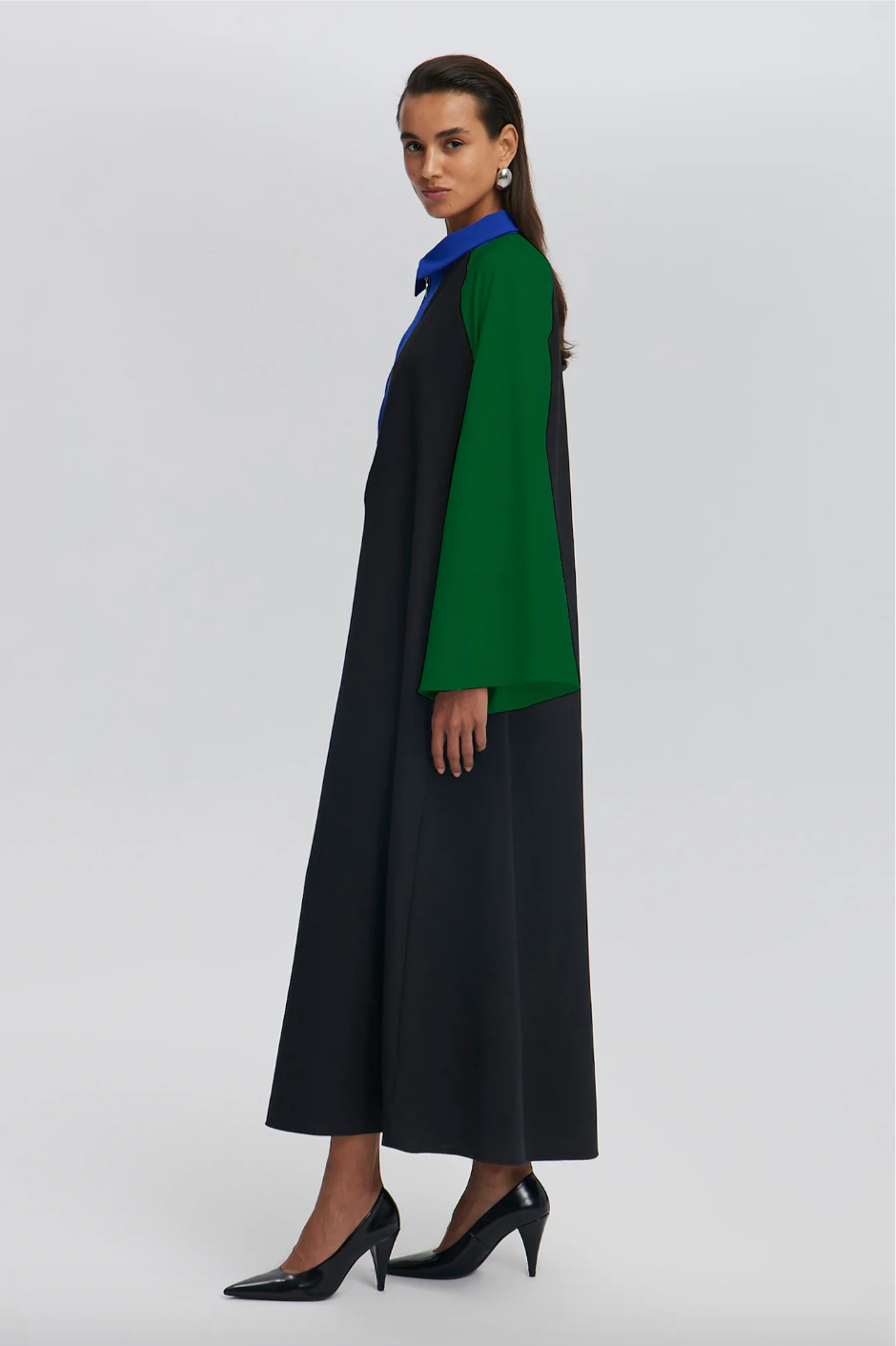 VESTIDO CUELLO CON CREMALLERA COLOR BLOQUE