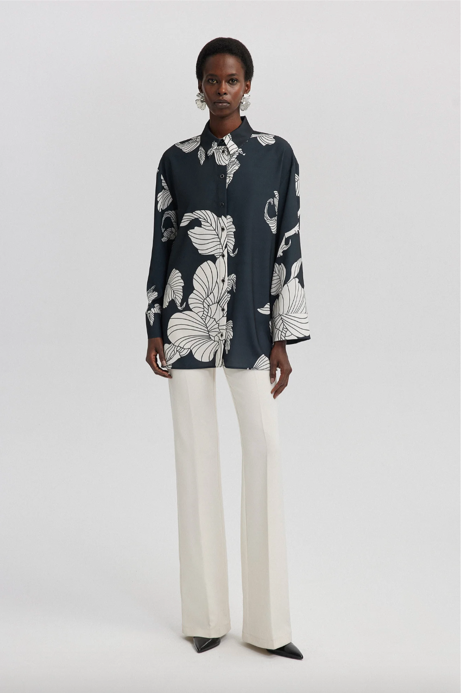 CAMISA DE SATÉN ESTAMPADA