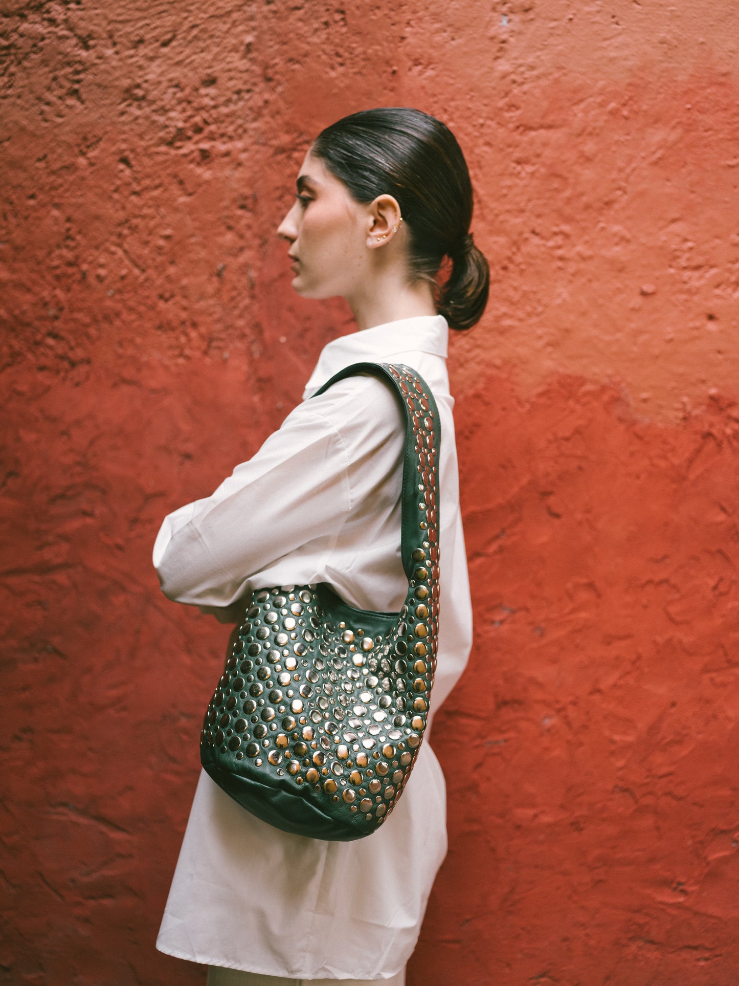 BOLSO "LA PEDRERA" VERDE BOTELLA