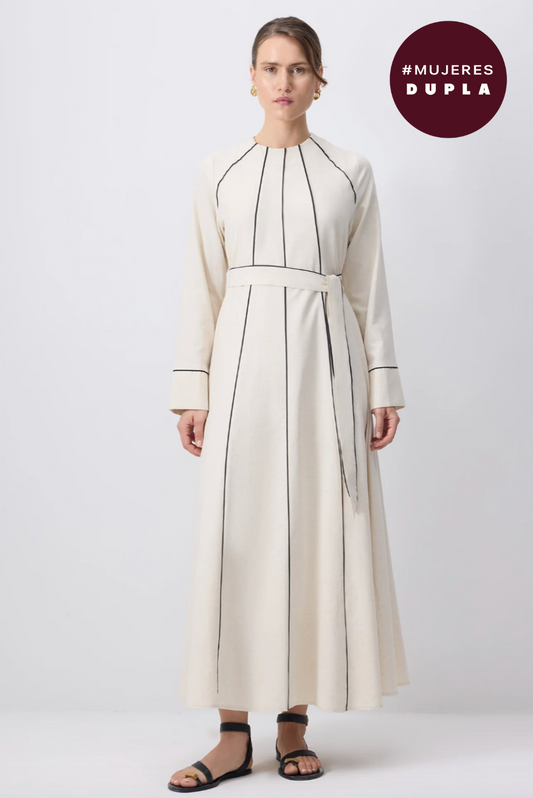 VESTIDO CON RIBOS EN CONTRASTE