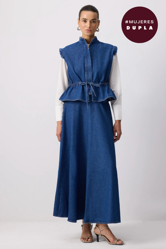 CONJUNTO DE FALDA Y CHALECO VAQUERO