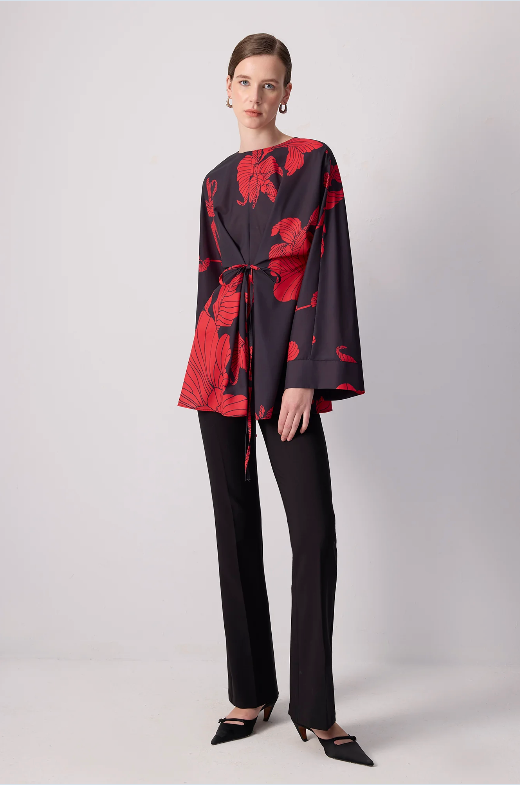 TOP KIMONO ROJO Y NEGRO