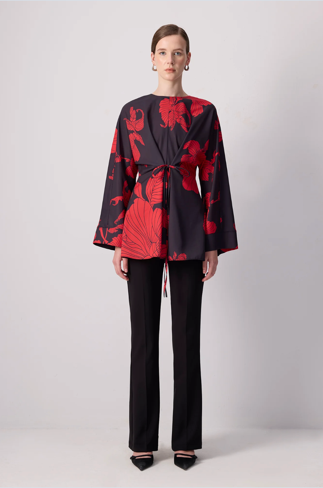TOP KIMONO ROJO Y NEGRO