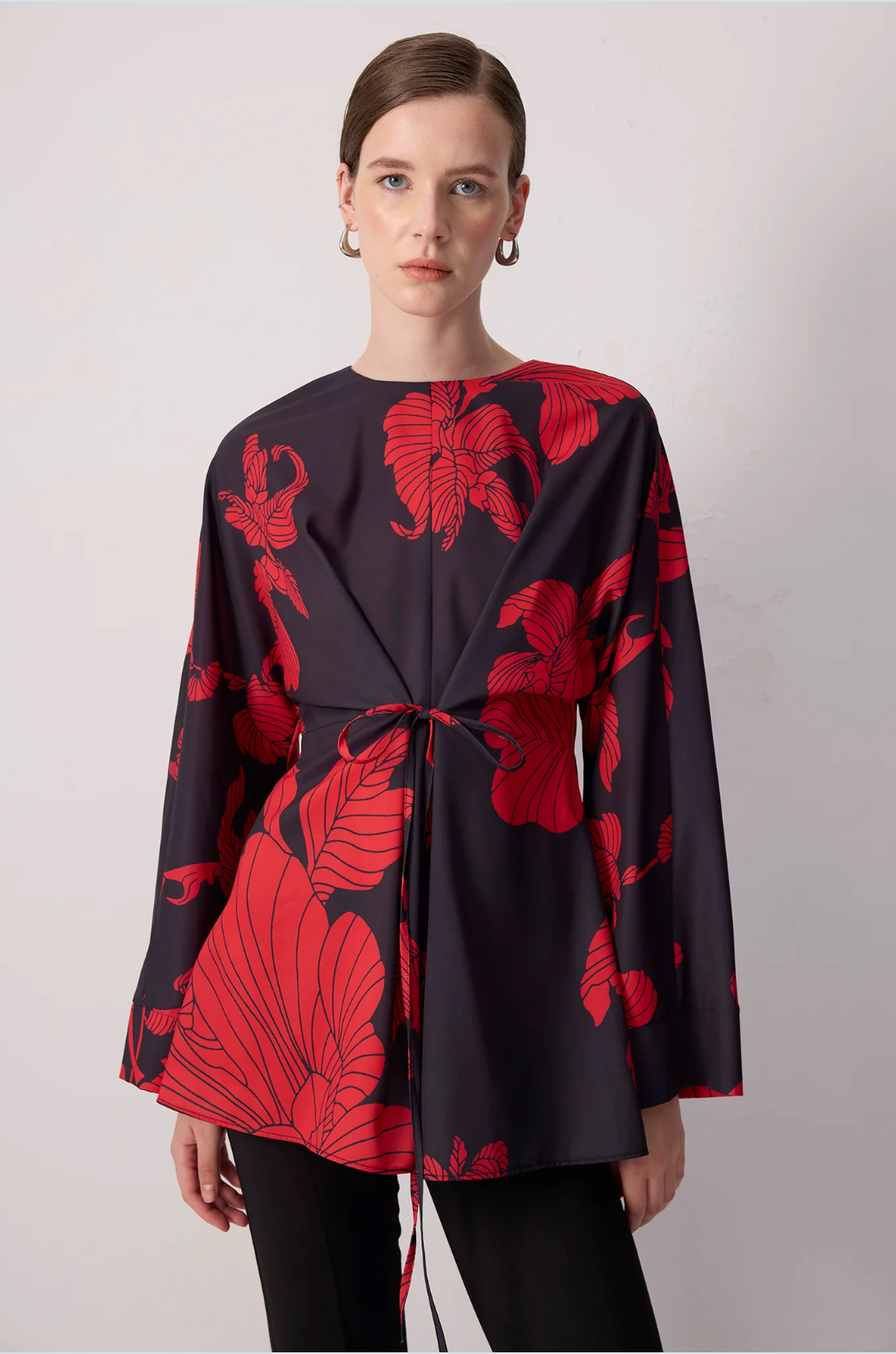 TOP KIMONO ROJO Y NEGRO