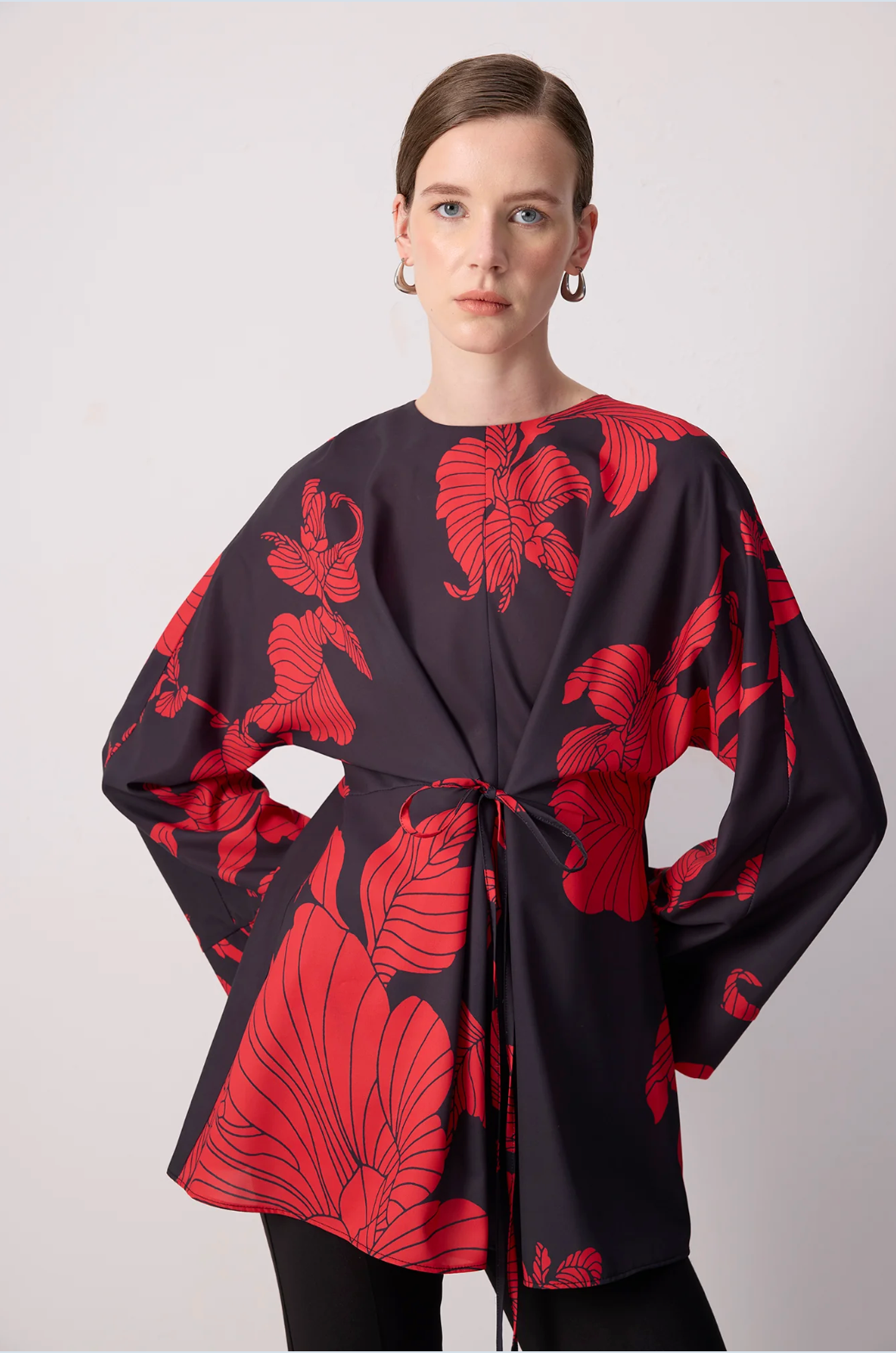 TOP KIMONO ROJO Y NEGRO