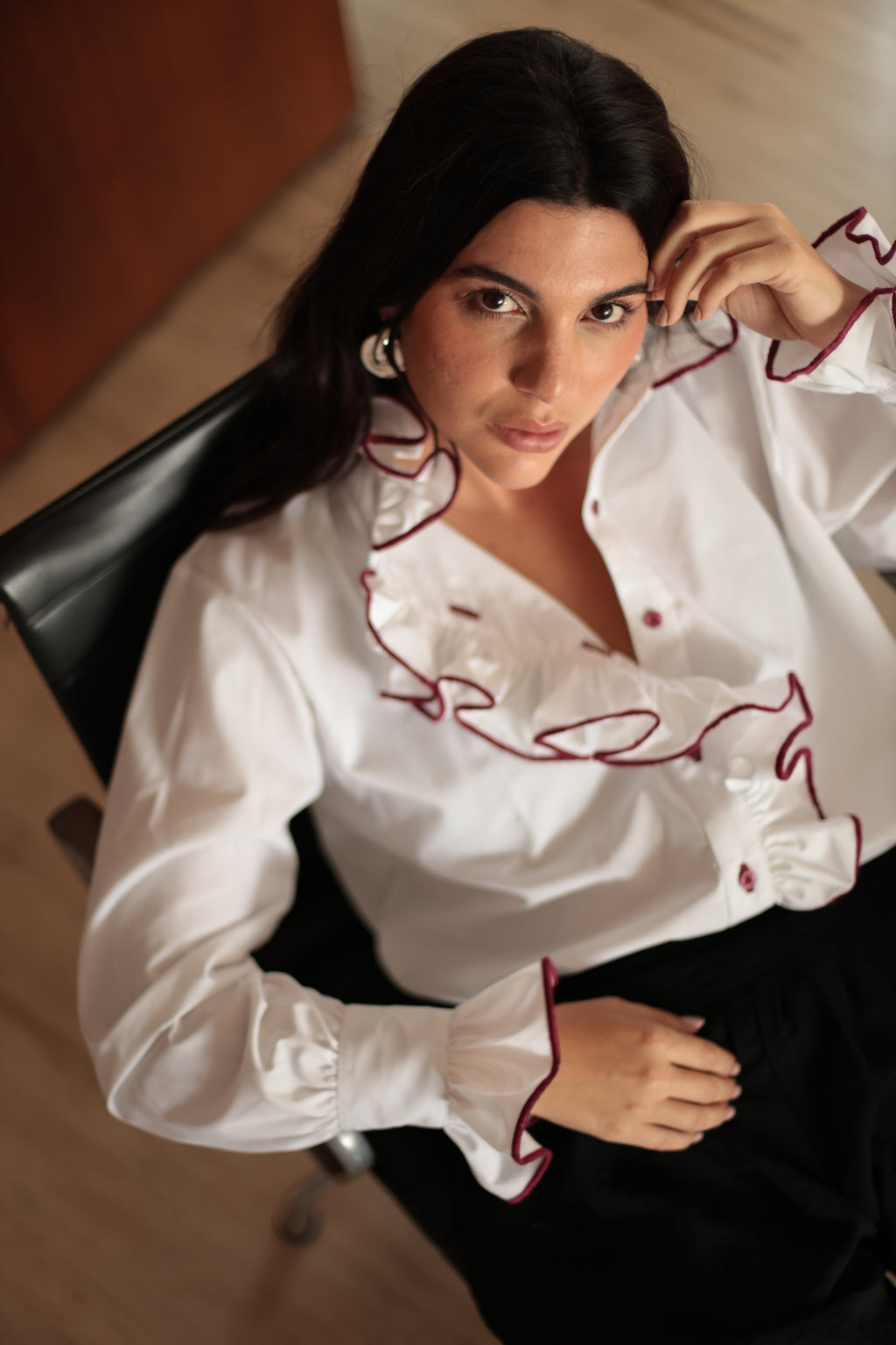 CAMISA HORTENSIA CLÁSICA VINOTINTO