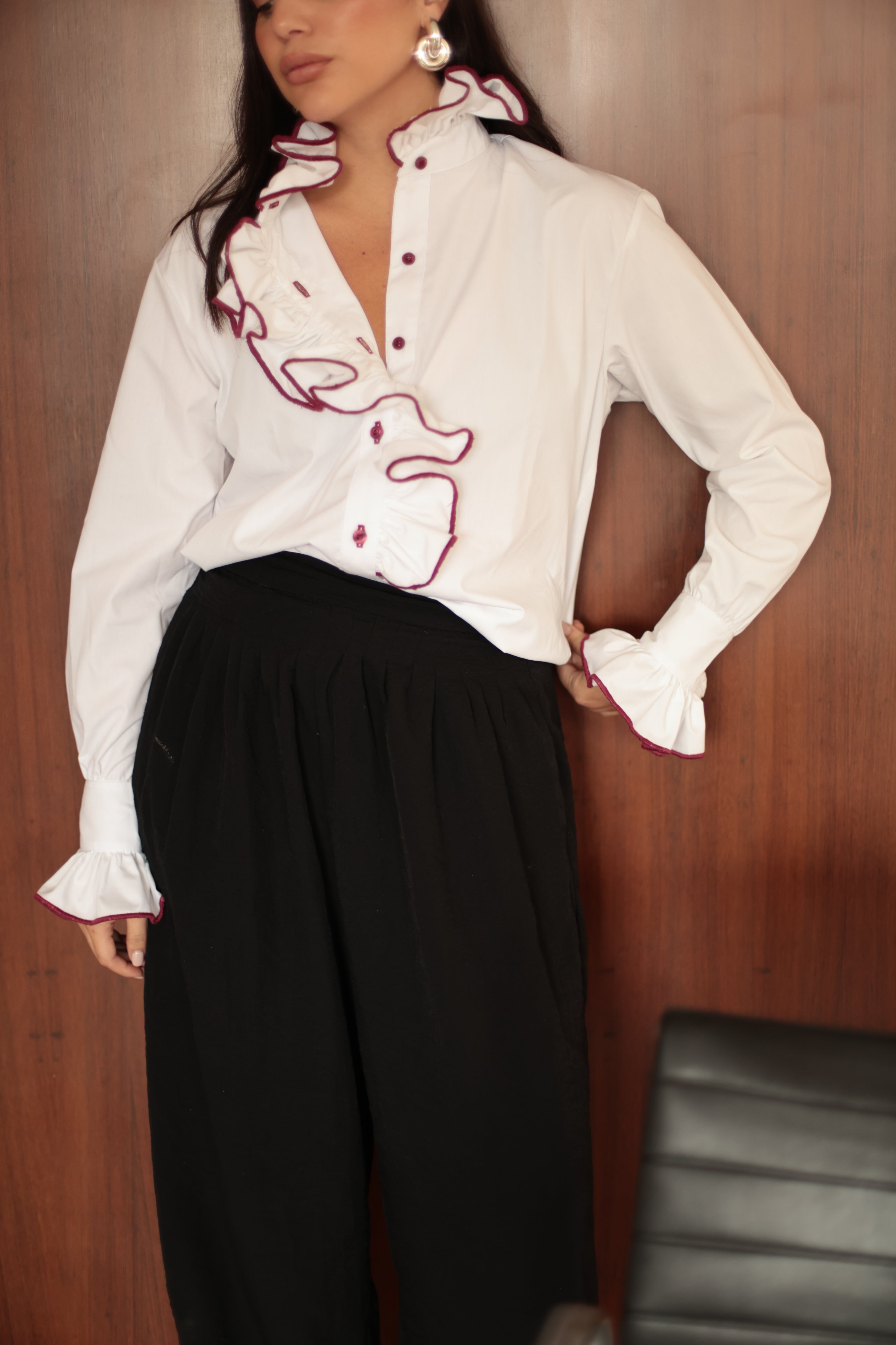 CAMISA HORTENSIA CLÁSICA VINOTINTO