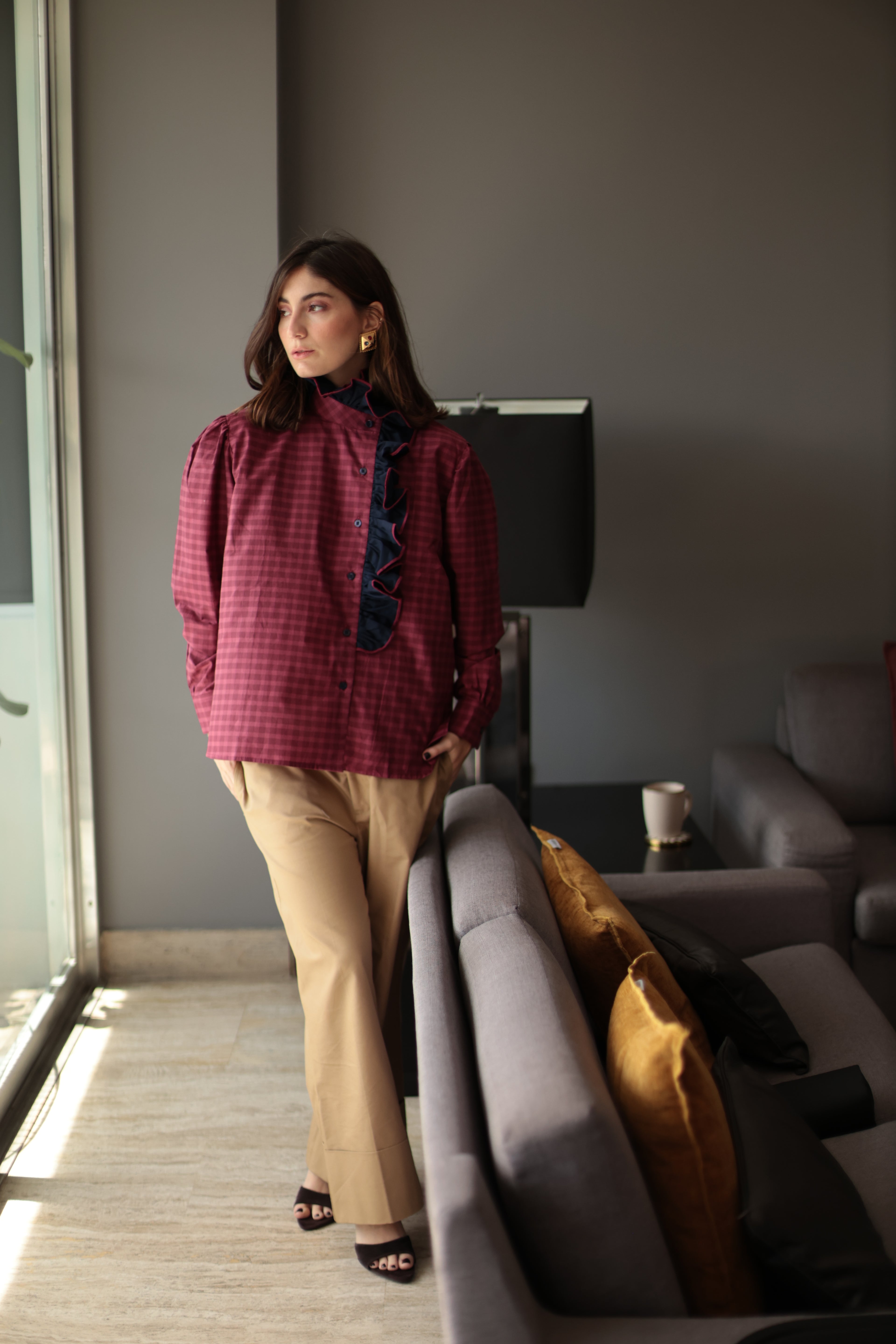 CAMISA AMANDA VINOTINTO Y AZUL