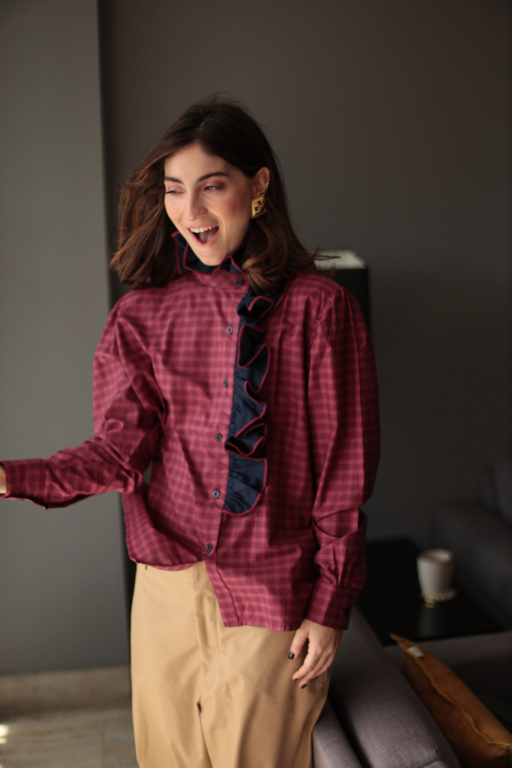 CAMISA AMANDA VINOTINTO Y AZUL