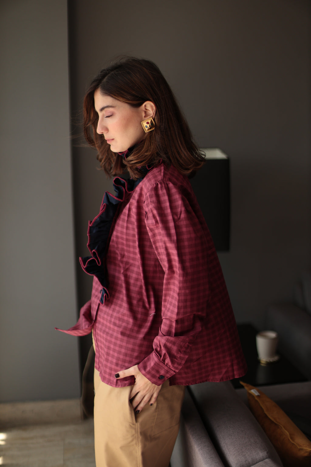 CAMISA AMANDA VINOTINTO Y AZUL