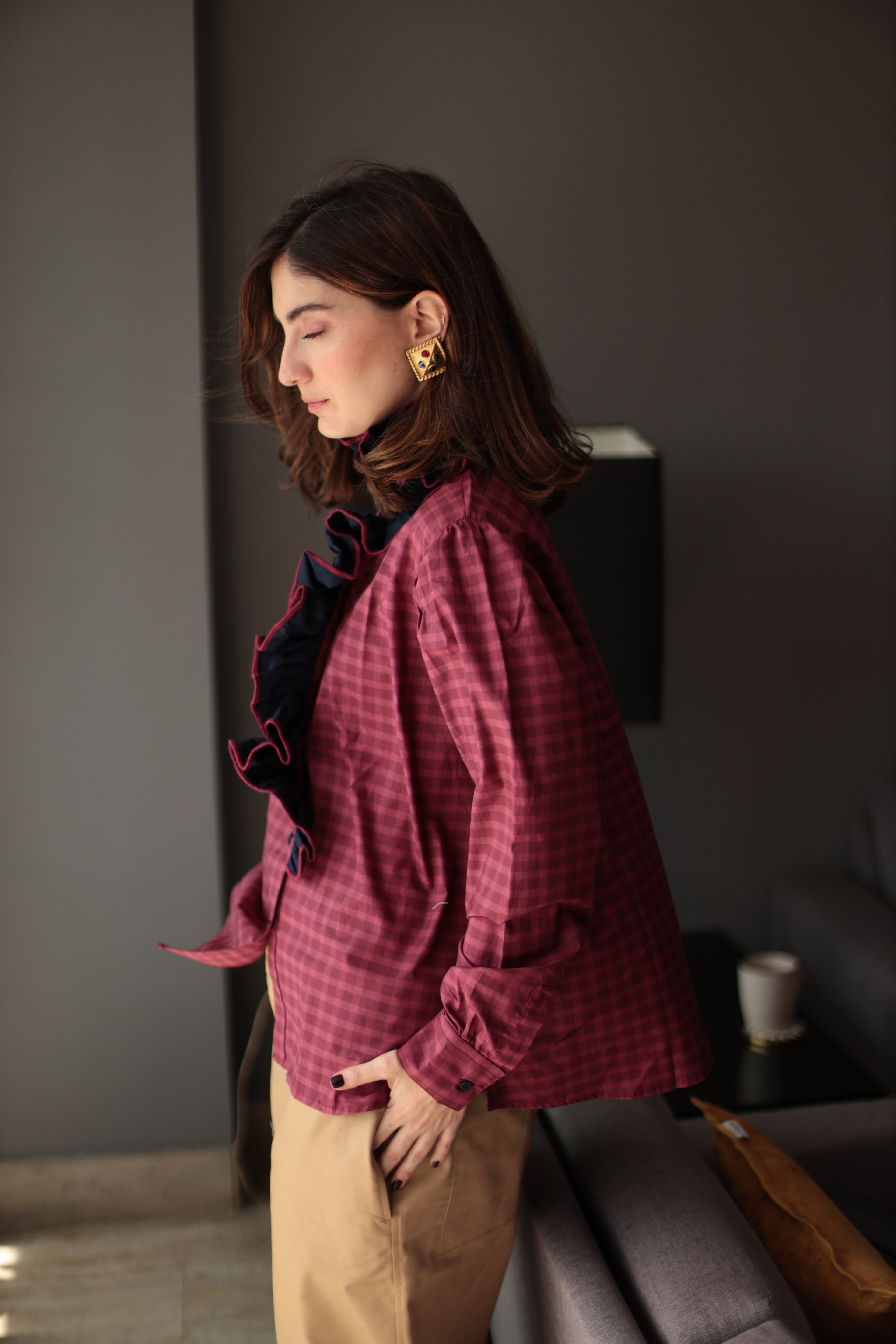 CAMISA AMANDA VINOTINTO Y AZUL