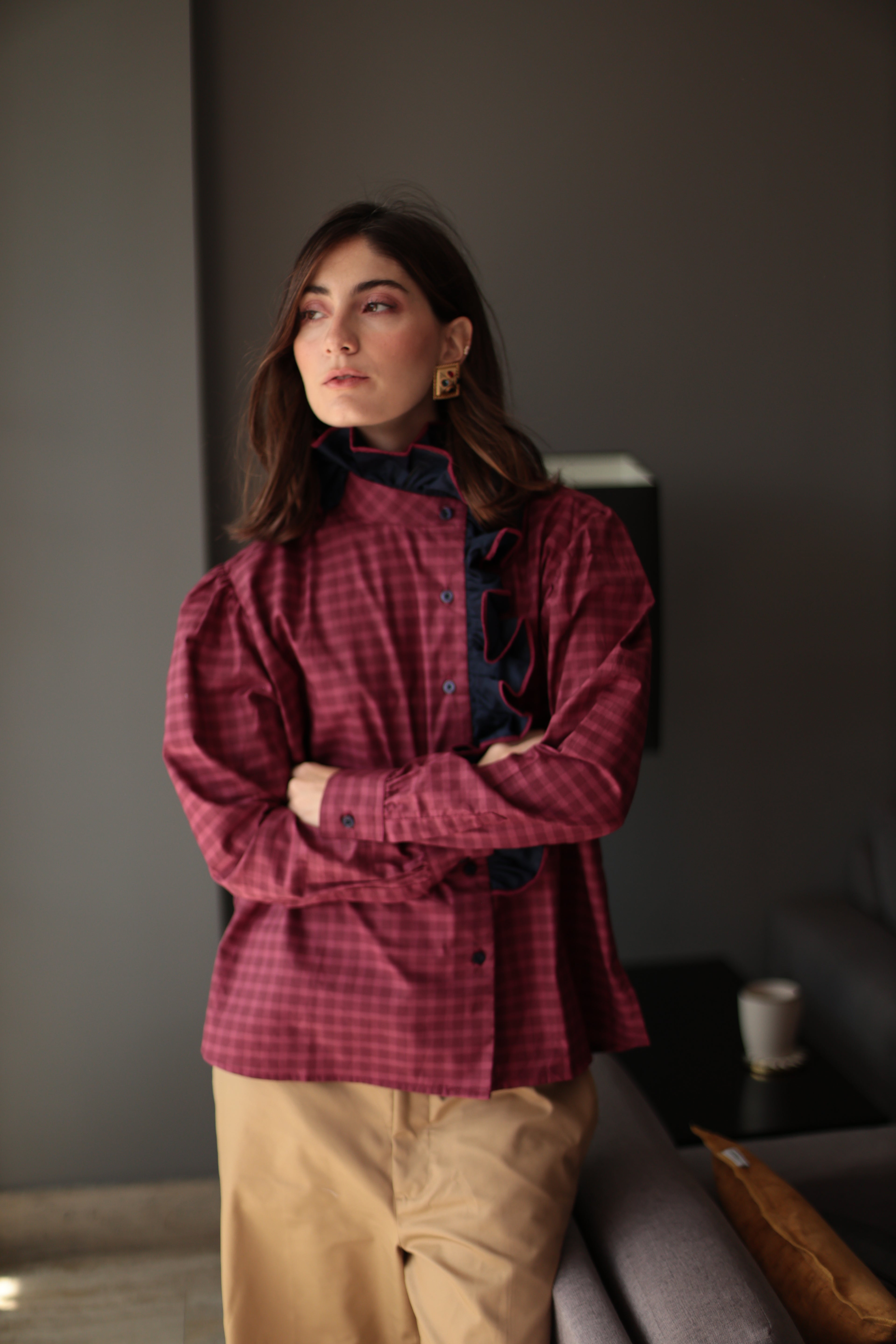 CAMISA AMANDA VINOTINTO Y AZUL