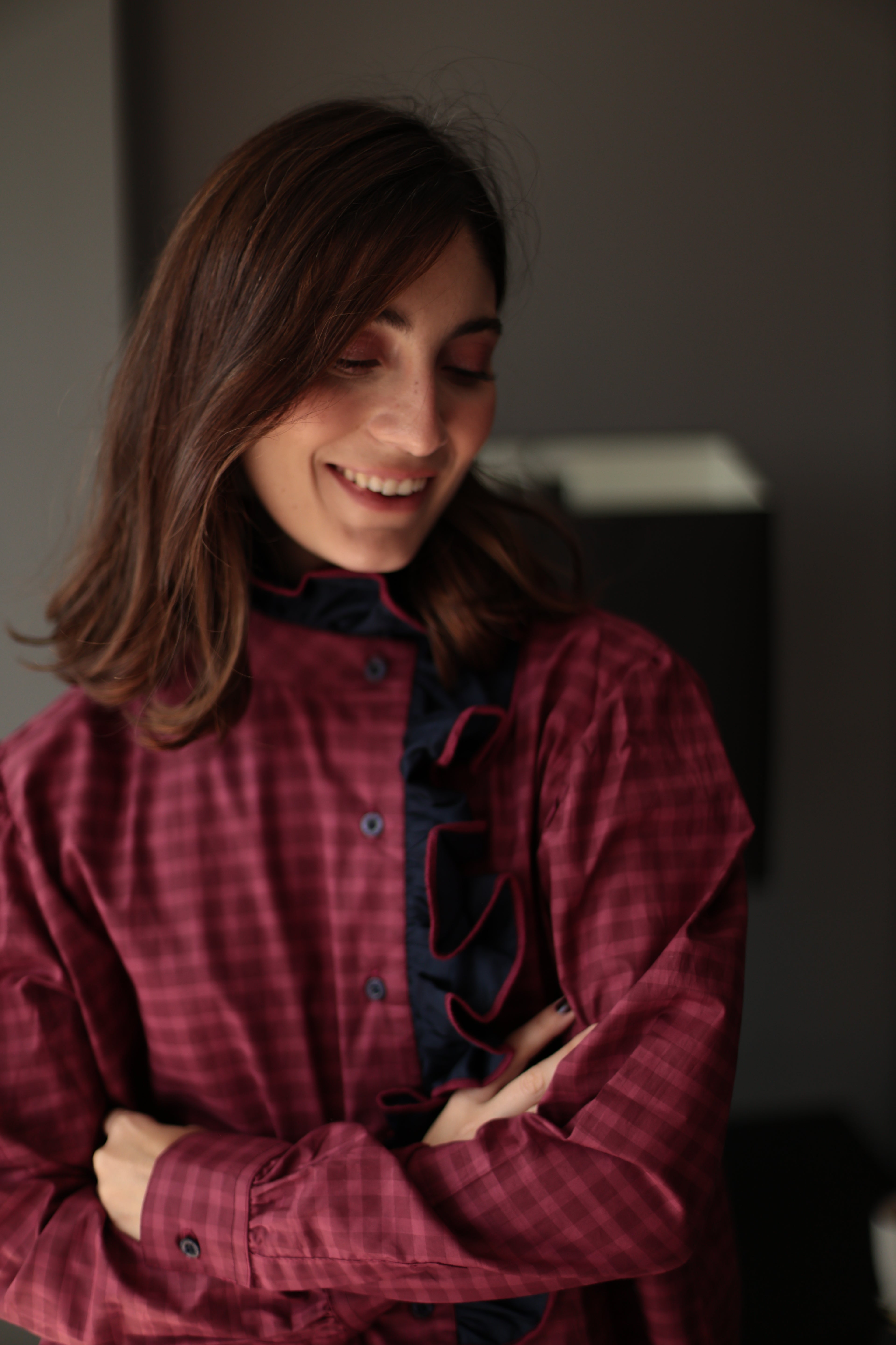 CAMISA AMANDA VINOTINTO Y AZUL