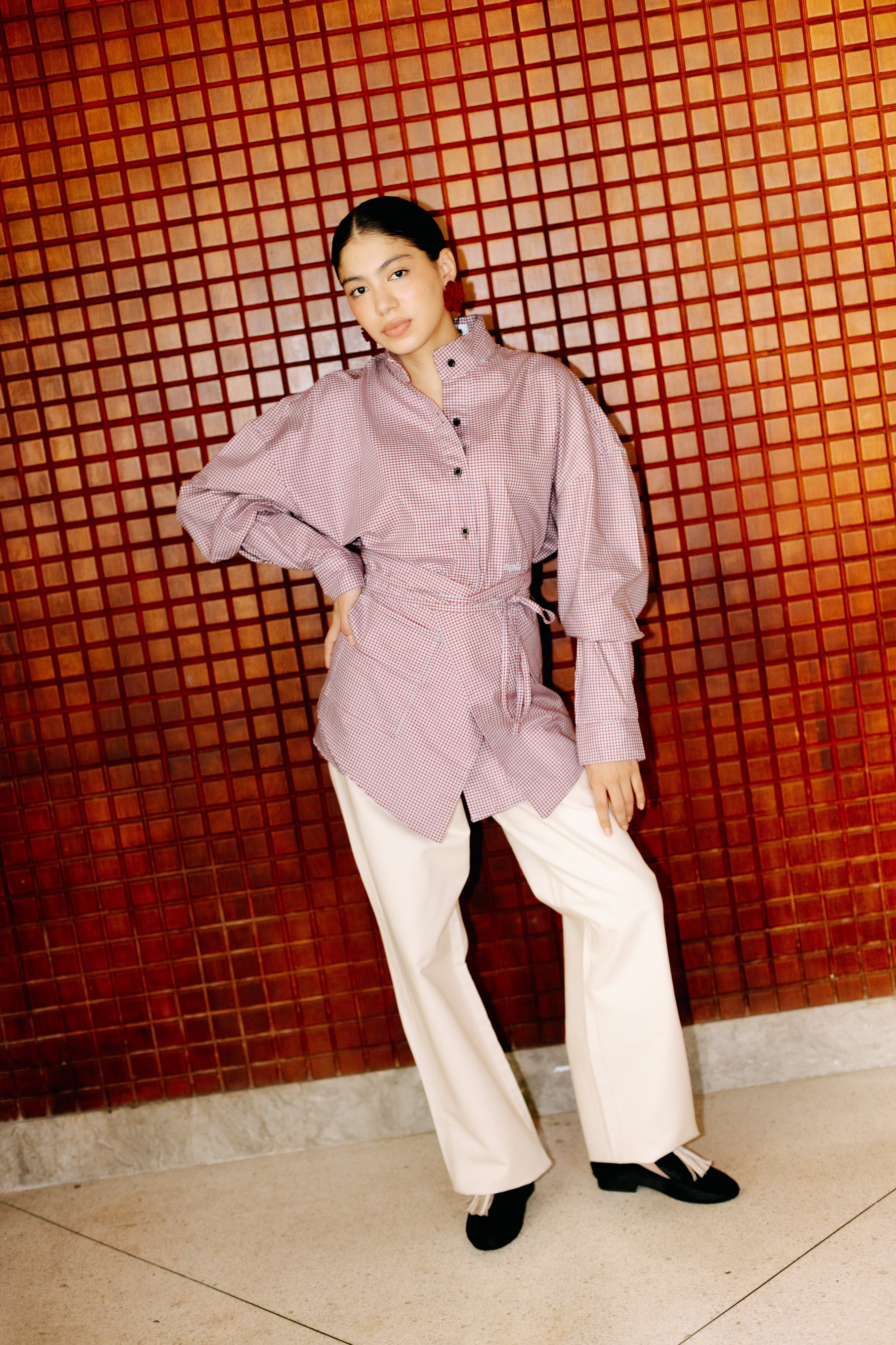 CAMISA MARINA CUADROS ROJO