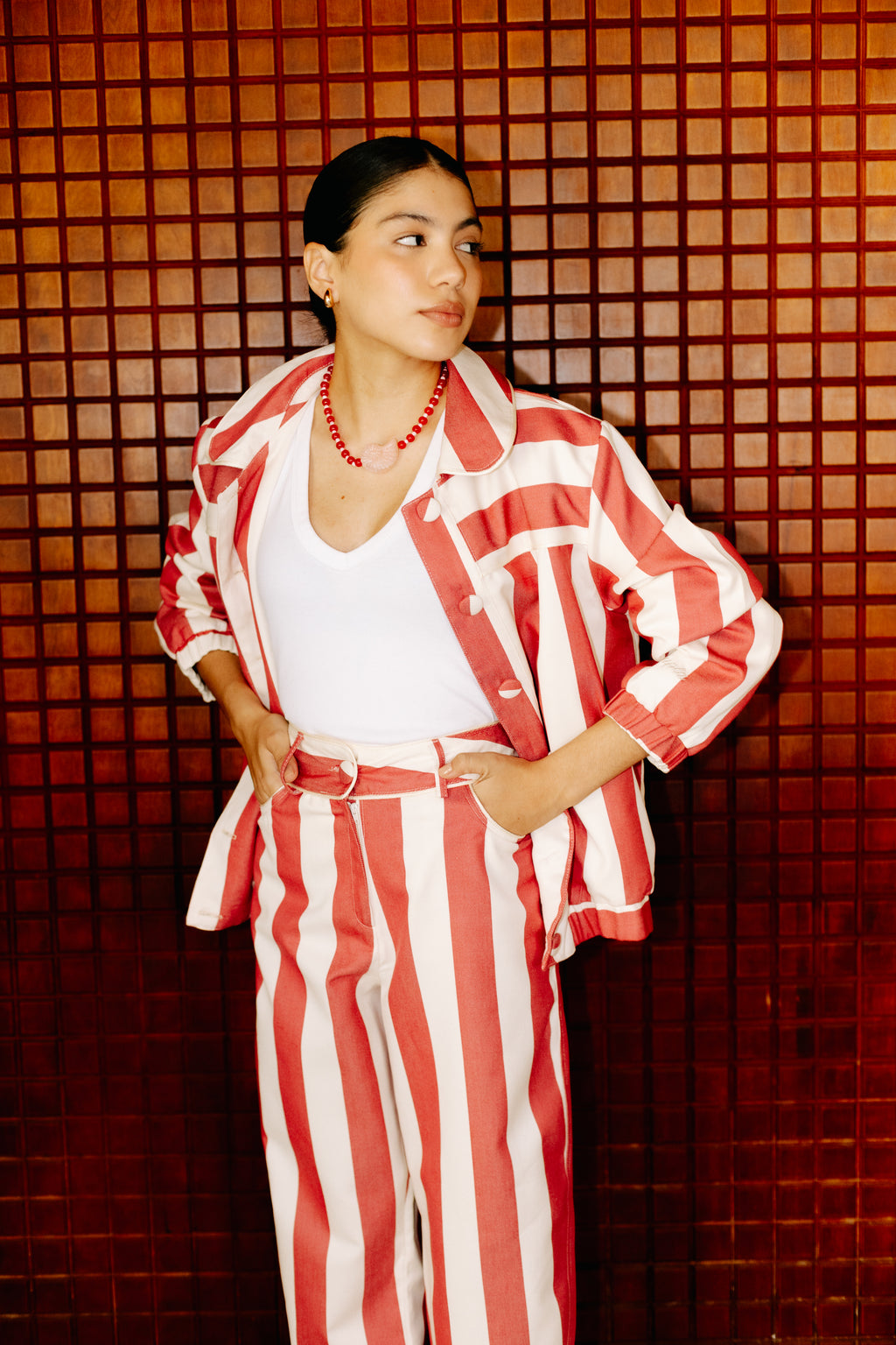 PANTALÓN SERAFINA RAYAS RUBÍ
