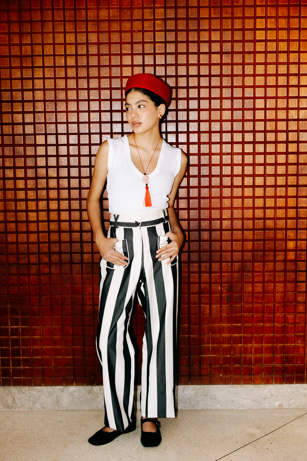 PANTALÓN ALICIA RAYAS NEGRO