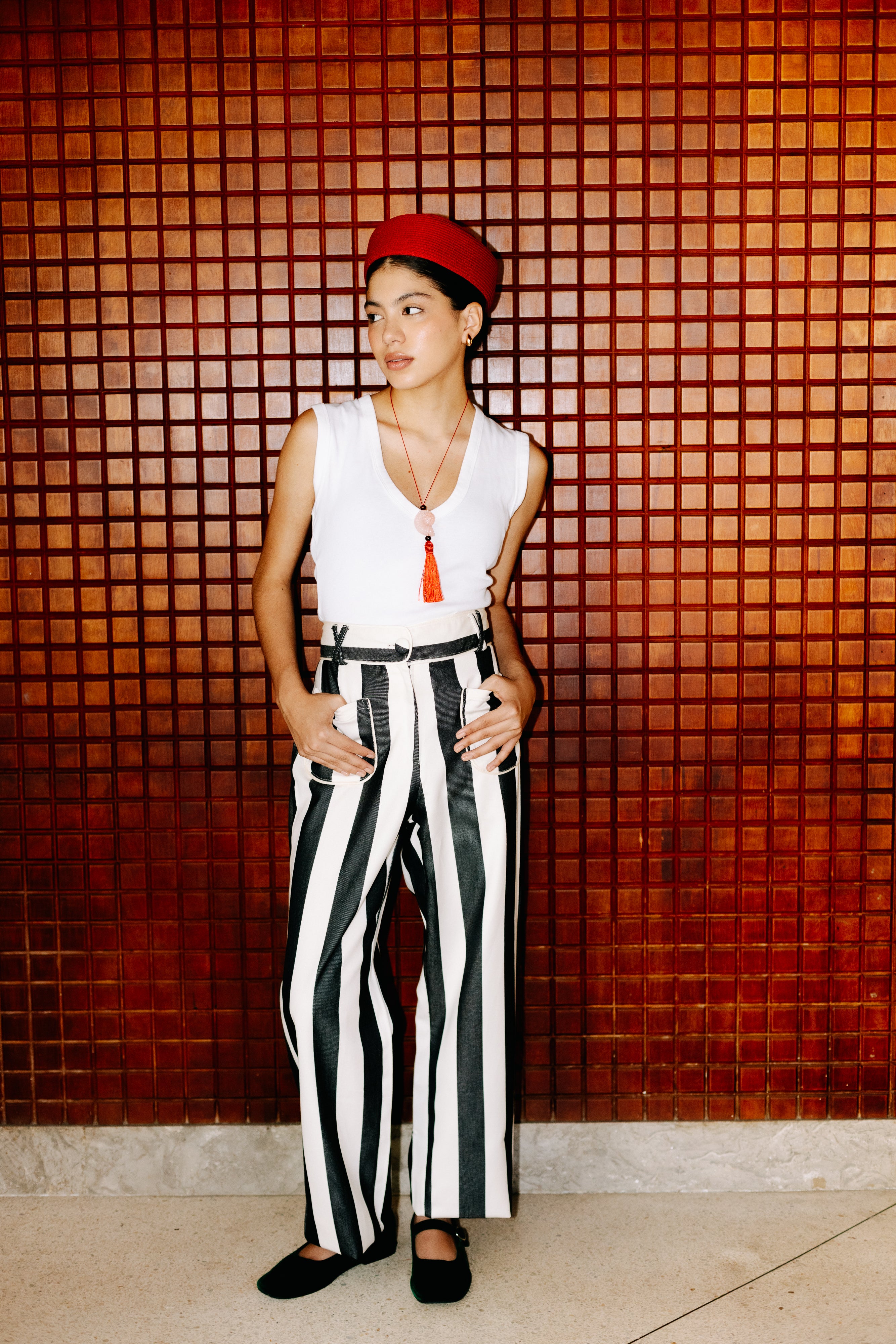 PANTALÓN ALICIA RAYAS NEGRO