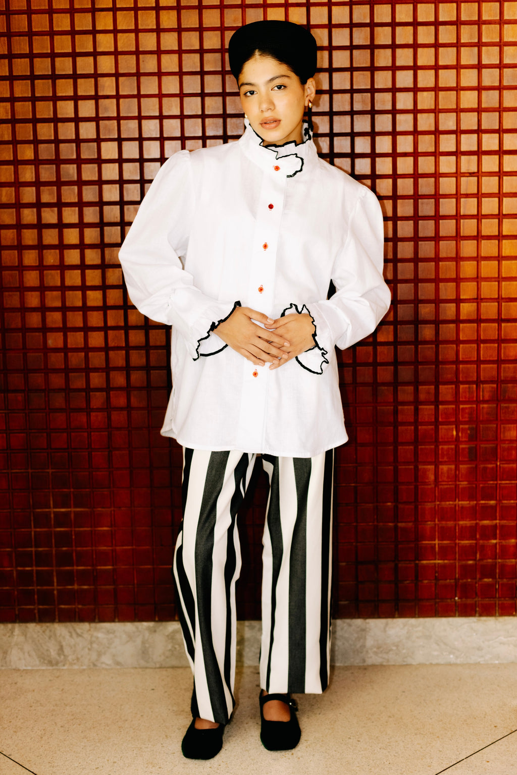 CAMISA LINO LUZ BLANCO Y NEGRO