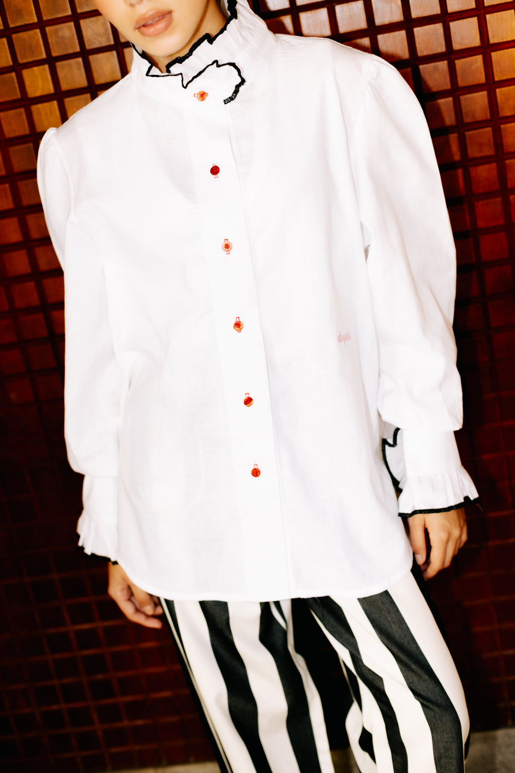 CAMISA LINO LUZ BLANCO Y NEGRO