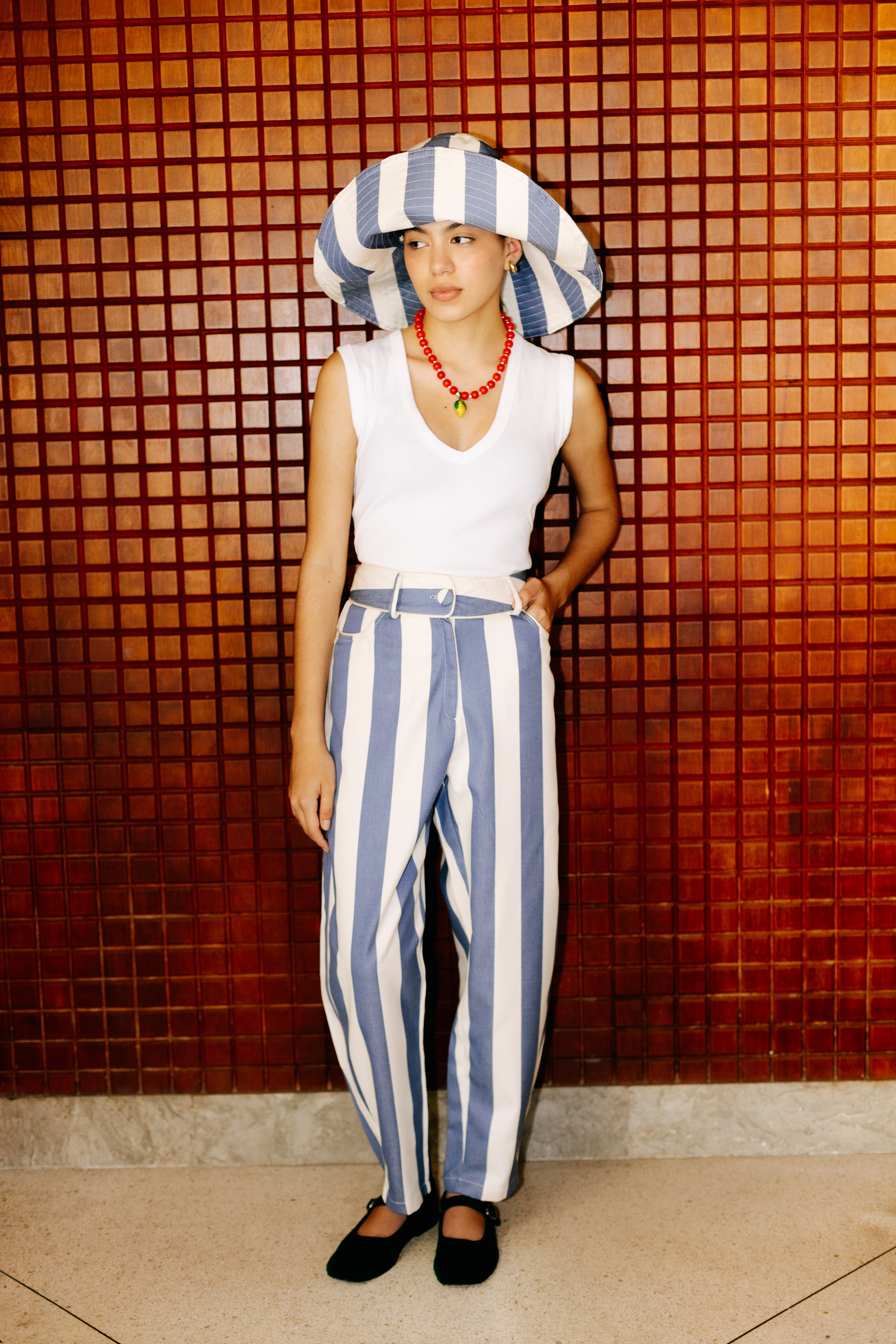 PANTALÓN SERAFINA RAYAS OCÉANO