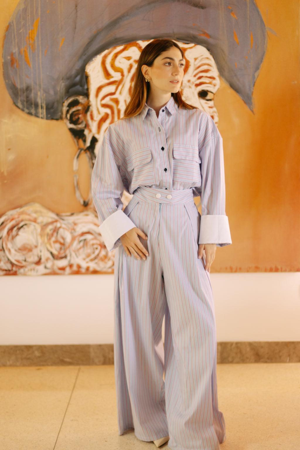 Pantalón Ruth Rayas Azul